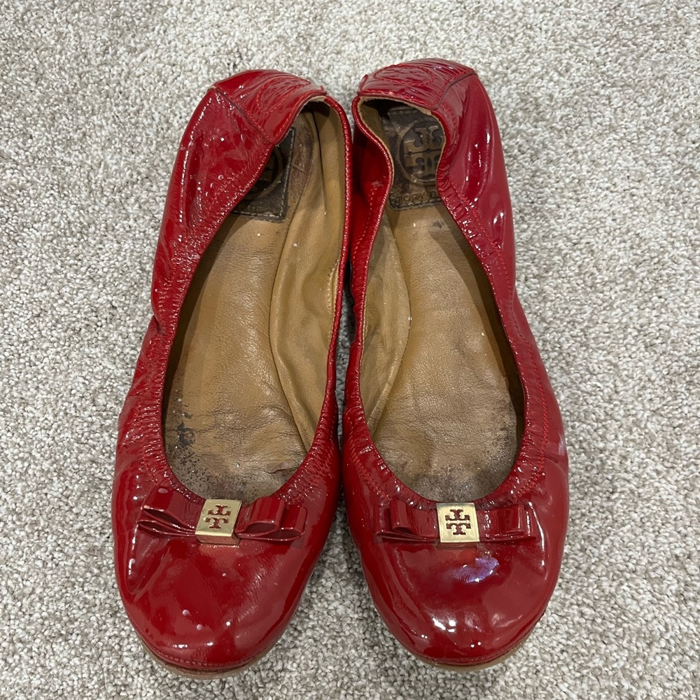 Tory Burch Red Patent Flats